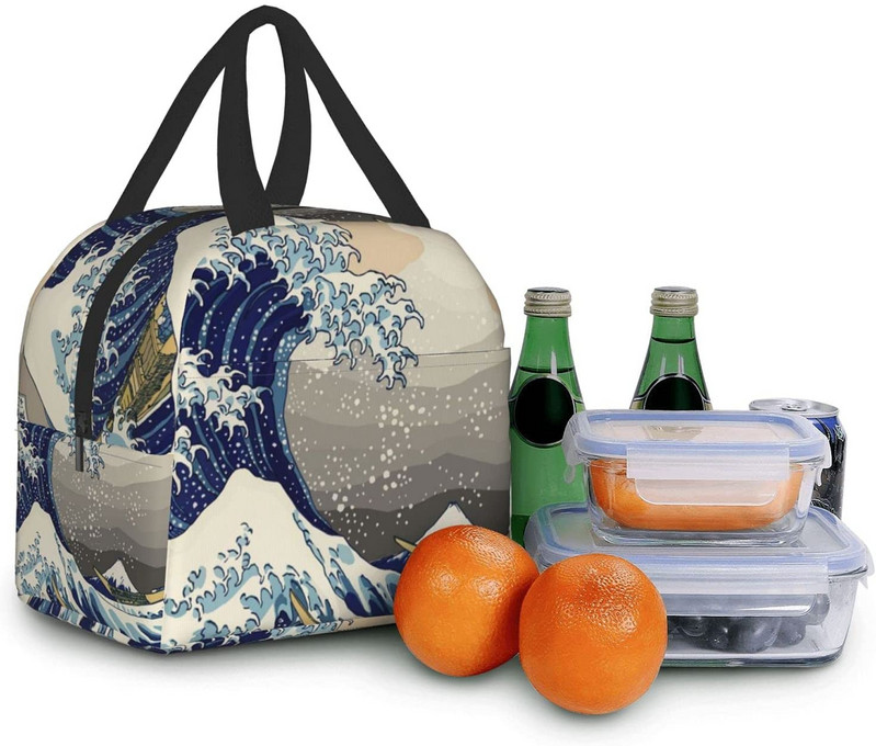 Ebédtáska nőknek The Great Wave Kanagawa Art szigetelt ebédlődoboz hűtőtáska munkához Irodai iskolai piknik Bento táska