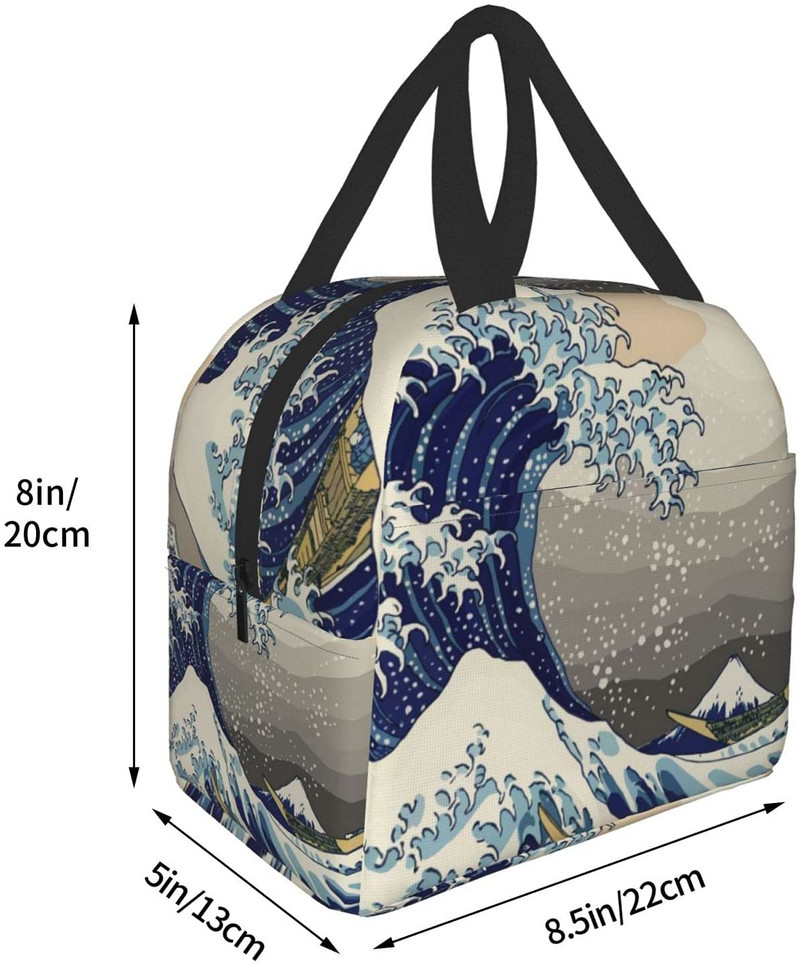 Ebédtáska nőknek The Great Wave Kanagawa Art szigetelt ebédlődoboz hűtőtáska munkához Irodai iskolai piknik Bento táska