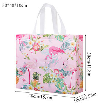 Fashion Pink Flamingo τυπωμένη τσάντα αγορών Μη υφαντό ύφασμα Eco τσάντα αγορών Επαναχρησιμοποιήσιμη τσάντα τσάντα ταξιδιού Παντοπωλείο Πτυσσόμενες τσάντες