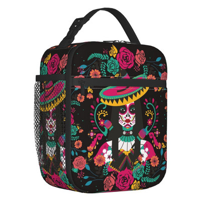 Meksikas ziedi, termoizolēti pusdienu maisiņi sievietēm, pārnēsājams pusdienu maisiņš bērniem skolas bērniem, daudzfunkcionāla pārtikas kaste