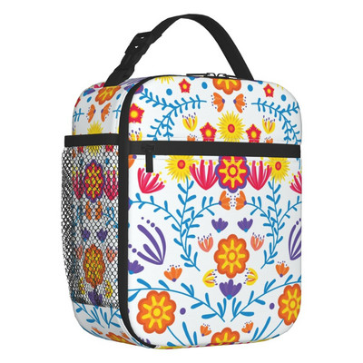 Meksikas ziedi, termoizolēti pusdienu maisiņi sievietēm, pārnēsājams pusdienu maisiņš bērniem skolas bērniem, daudzfunkcionāla pārtikas kaste