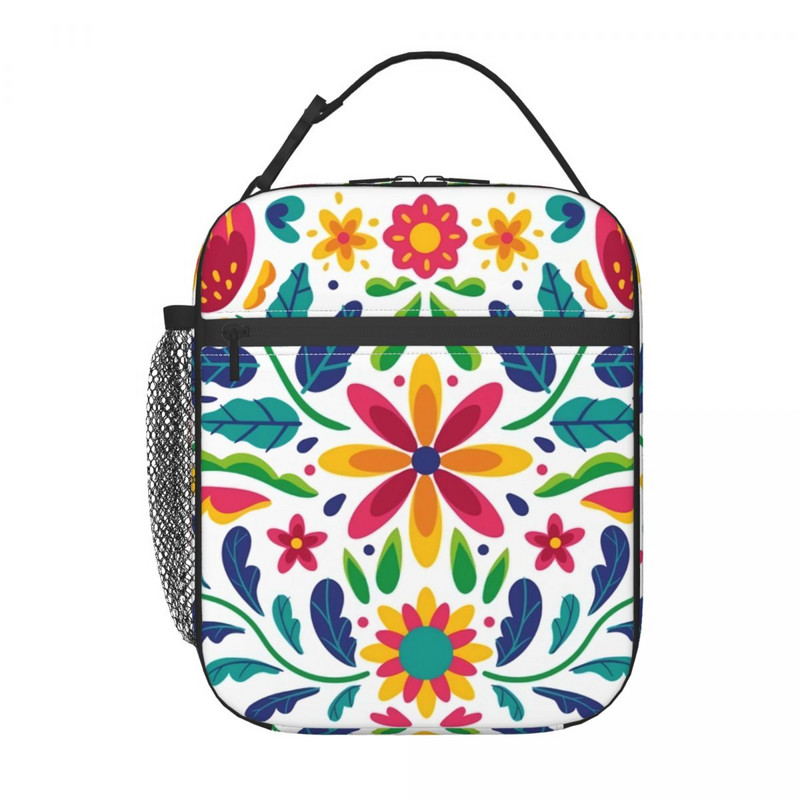 Meksikas ziedi, termoizolēti pusdienu maisiņi sievietēm, pārnēsājams pusdienu maisiņš bērniem skolas bērniem, daudzfunkcionāla pārtikas kaste