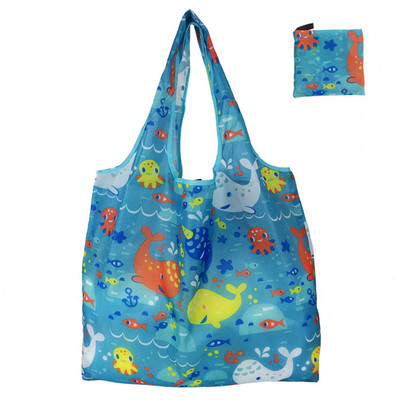 Jaunums Ūdensizturīgs salokāms atkārtoti lietojams eko iepirkšanās ceļojumu plecu soma maisiņš Rokassomiņa Pārnēsājama uzglabāšanas auduma piegādes soma