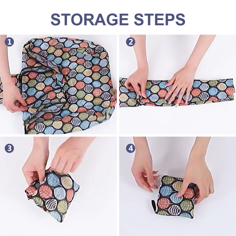 Jaunums Ūdensizturīgs salokāms atkārtoti lietojams eko iepirkšanās ceļojumu plecu soma maisiņš Rokassomiņa Pārnēsājama uzglabāšanas auduma piegādes soma