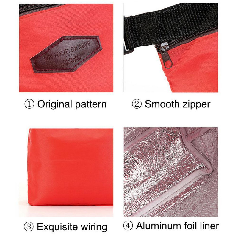 Modna prijenosna toplinski izolirana torba za ručak Cooler Lunchbox Torba za pohranu Lady Carry Picinic torba za izolaciju paketa hrane