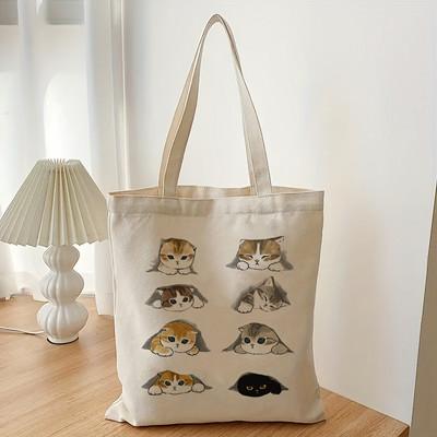 1kom slatke mačke torbe za prtljagu Harajuku crtani film Vintage Shopping platnena torba Smiješne ženske torbe na rame Kawaii darovi za djecu