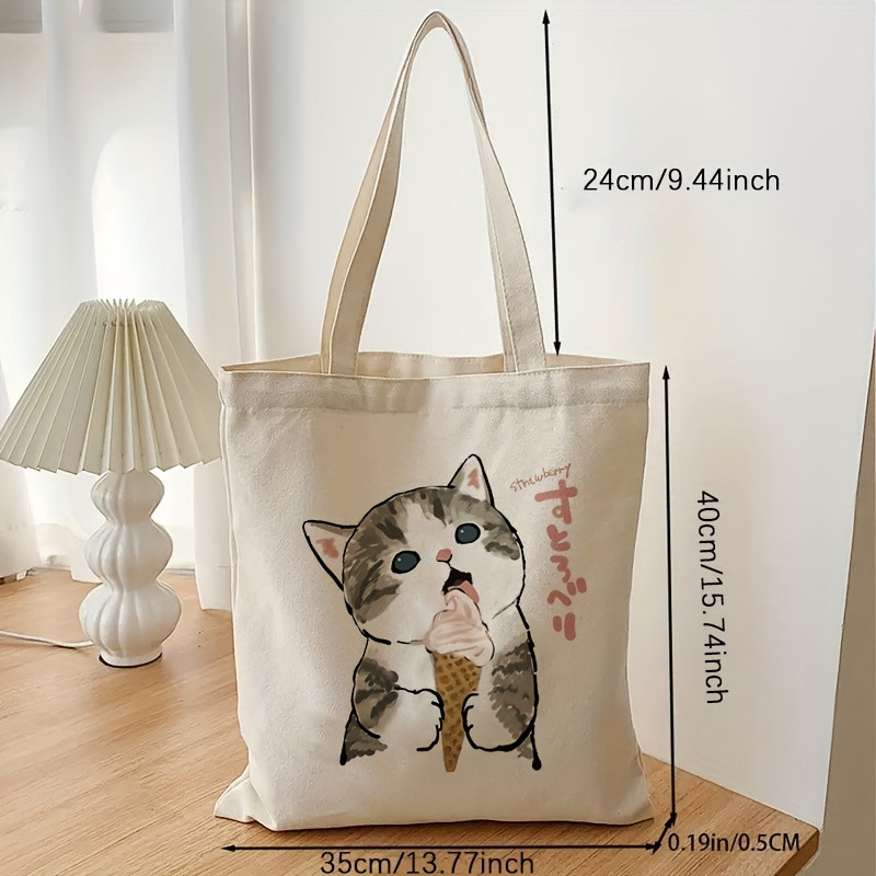 1kom slatke mačke torbe za prtljagu Harajuku crtani film Vintage Shopping platnena torba Smiješne ženske torbe na rame Kawaii darovi za djecu