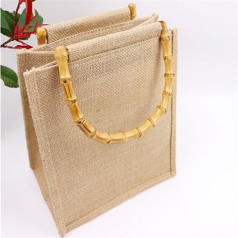 2023 Vintage vodootporna velika torba od vreće Torbe od bambusa od jute Ležerna bež prijenosna putna torba za plažu Torba za kupnju velikog kapaciteta