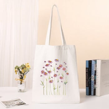 Γυναικεία τσάντα αγορών Cosmos Flowers Τσάντα Harajuku Shopping Canvas Canvas Girl Τσάντα ώμου Lady Totes Travel Casual Τσάντες αγορών