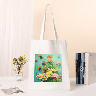 Sieviešu pircēju soma Cosmos Ziedi Soma Harajuku Iepirkšanās Audekla soma Meiteņu rokassomiņa Pleci Dāmu Totes Ceļojumu ikdienas iepirkumu somas