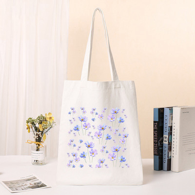 Sieviešu pircēju soma Cosmos Ziedi Soma Harajuku Iepirkšanās Audekla soma Meiteņu rokassomiņa Pleci Dāmu Totes Ceļojumu ikdienas iepirkumu somas