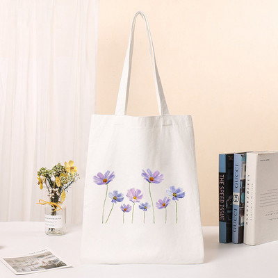 Sieviešu pircēju soma Cosmos Ziedi Soma Harajuku Iepirkšanās Audekla soma Meiteņu rokassomiņa Pleci Dāmu Totes Ceļojumu ikdienas iepirkumu somas