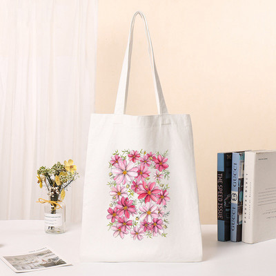 Sieviešu pircēju soma Cosmos Ziedi Soma Harajuku Iepirkšanās Audekla soma Meiteņu rokassomiņa Pleci Dāmu Totes Ceļojumu ikdienas iepirkumu somas