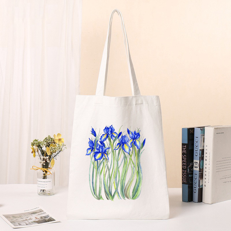 Sieviešu pircēju soma Cosmos Ziedi Soma Harajuku Iepirkšanās Audekla soma Meiteņu rokassomiņa Pleci Dāmu Totes Ceļojumu ikdienas iepirkumu somas