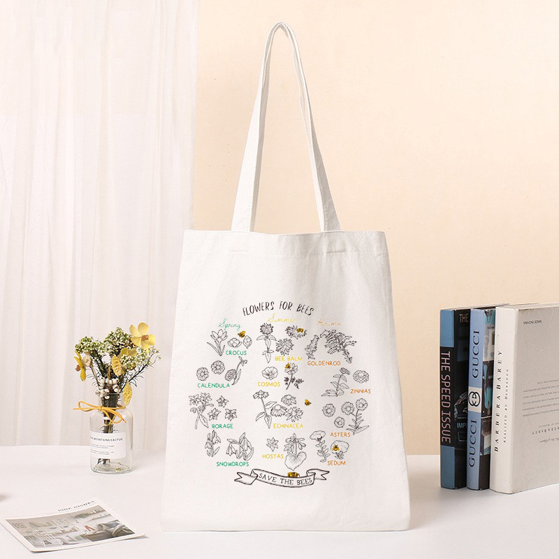 Sieviešu pircēju soma Cosmos Ziedi Soma Harajuku Iepirkšanās Audekla soma Meiteņu rokassomiņa Pleci Dāmu Totes Ceļojumu ikdienas iepirkumu somas