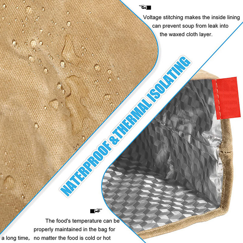 Vodootporan, otporan na mrlje, aluminijska folija za ponovljenu upotrebu, vrećica za led, toplija vrećica za ručak, vanjska toplina, 8 A, ulje, vosak, platno, toplinska vrećica za ručak