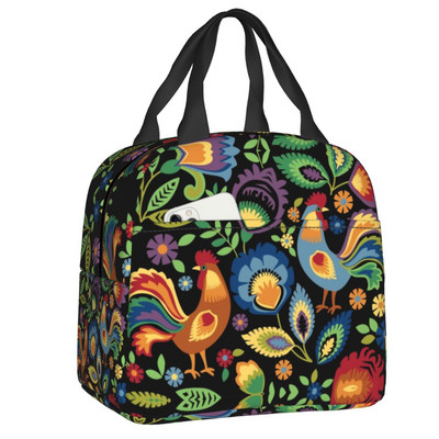 Polijas tautas ziedu pusdienu soma sievietēm Necaurlaidīga Polijas ziedu mākslas dzesētāja termiski izolēta pusdienu kastīte darbam pārtikas piknika somas