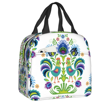 Polijas tautas ziedu pusdienu soma sievietēm Necaurlaidīga Polijas ziedu mākslas dzesētāja termiski izolēta pusdienu kastīte darbam pārtikas piknika somas