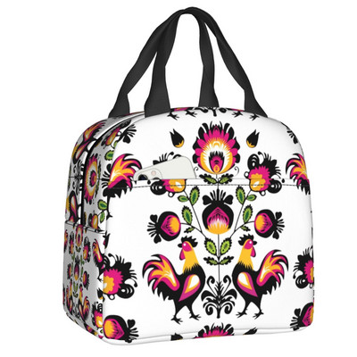 Polijas tautas ziedu pusdienu soma sievietēm Necaurlaidīga Polijas ziedu mākslas dzesētāja termiski izolēta pusdienu kastīte darbam pārtikas piknika somas