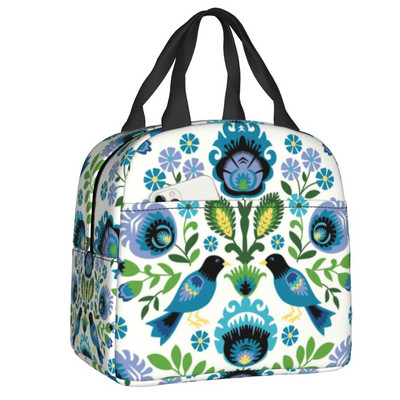 Polijas tautas ziedu pusdienu soma sievietēm Necaurlaidīga Polijas ziedu mākslas dzesētāja termiski izolēta pusdienu kastīte darbam pārtikas piknika somas