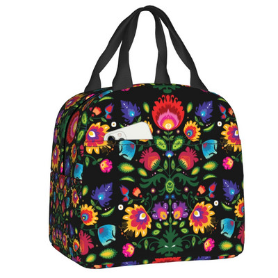 Polijas tautas ziedu pusdienu soma sievietēm Necaurlaidīga Polijas ziedu mākslas dzesētāja termiski izolēta pusdienu kastīte darbam pārtikas piknika somas