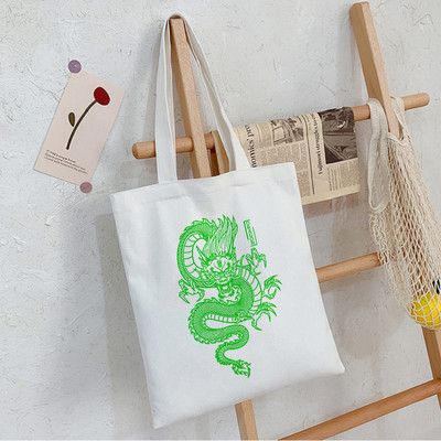 White Dragon Canvas Black Bag Shopper Bag Sieviešu somas Klasiska vintage plecu soma Rokassomiņa Skolotāju piederumi Dāvana
