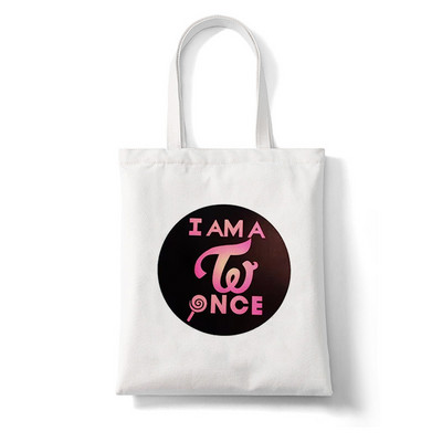 Korejas stila kpop TWICE sievietēm Y2k Esthetics iepirkumu soma rokassomiņa salokāma atkārtoti lietojama pircēja Harajuku studentu kanvas soma