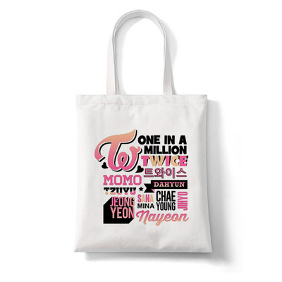 Korejas stila kpop TWICE sievietēm Y2k Esthetics iepirkumu soma rokassomiņa salokāma atkārtoti lietojama pircēja Harajuku studentu kanvas soma