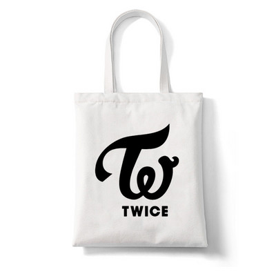 Korejas stila kpop TWICE sievietēm Y2k Esthetics iepirkumu soma rokassomiņa salokāma atkārtoti lietojama pircēja Harajuku studentu kanvas soma