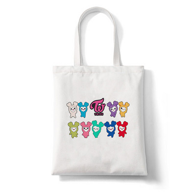 Korejas stila kpop TWICE sievietēm Y2k Esthetics iepirkumu soma rokassomiņa salokāma atkārtoti lietojama pircēja Harajuku studentu kanvas soma