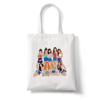 Korejas stila kpop TWICE sievietēm Y2k Esthetics iepirkumu soma rokassomiņa salokāma atkārtoti lietojama pircēja Harajuku studentu kanvas soma