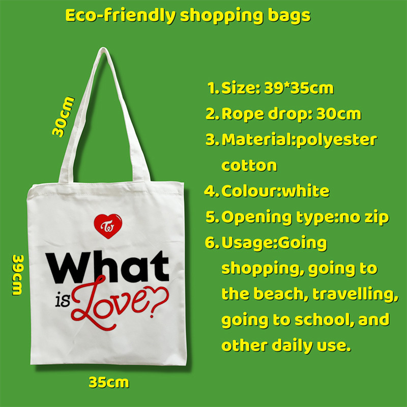 Korejas stila kpop TWICE sievietēm Y2k Esthetics iepirkumu soma rokassomiņa salokāma atkārtoti lietojama pircēja Harajuku studentu kanvas soma