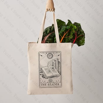 The Reader Tarot Inspired Tote Bag Τσάντες Tote Tarot Τσάντες ώμου Reader Bookish Book Lover Τσάντα αγορών μεγάλης χωρητικότητας