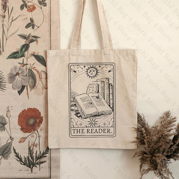 The Reader Tarot Inspired Tote Bag Τσάντες Tote Tarot Τσάντες ώμου Reader Bookish Book Lover Τσάντα αγορών μεγάλης χωρητικότητας