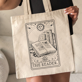 The Reader Tarot Inspired Tote Bag Τσάντες Tote Tarot Τσάντες ώμου Reader Bookish Book Lover Τσάντα αγορών μεγάλης χωρητικότητας