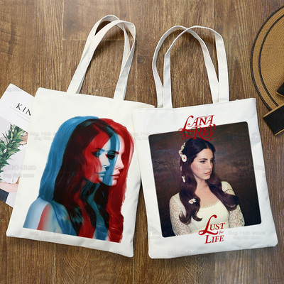 Lana Del Rey énekes rajongók Női vászon válltáska Canvas Tote Eco Just for Life Bevásárlótáska Vászon hordtáska Kézitáska Napi használat