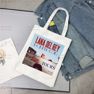 Lana Del Rey Obožavatelji pjevačica Ženska platnena torba na rame Platnena torba Eco Just for Life Shopping Bag Platnena torba Ručna torba Svakodnevna upotreba