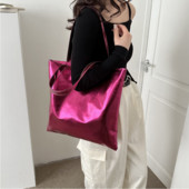 Új elegáns, nagy kézitáska női bevásárló válltáska Egyszerű pu bőr totes táskák fényes alkalmi női pénztárca Lányok kuplung partitáska