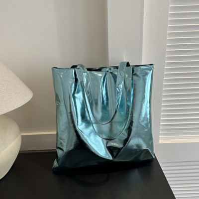 Új elegáns, nagy kézitáska női bevásárló válltáska Egyszerű pu bőr totes táskák fényes alkalmi női pénztárca Lányok kuplung partitáska