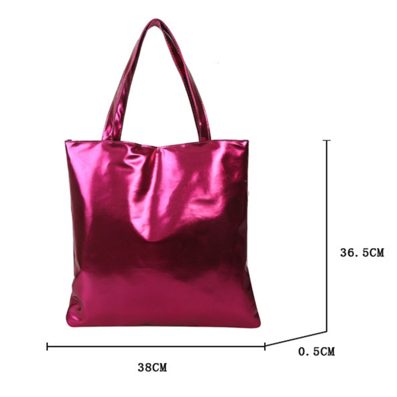Új elegáns, nagy kézitáska női bevásárló válltáska Egyszerű pu bőr totes táskák fényes alkalmi női pénztárca Lányok kuplung partitáska