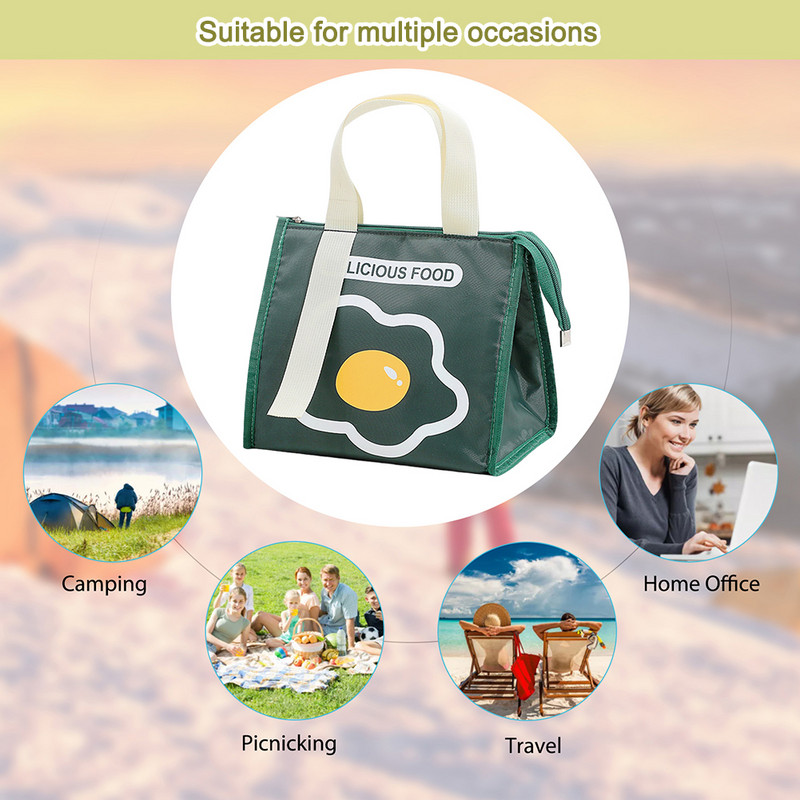 Trīsstūrveida izolēts dzesētājs Bento maisiņš alumīnija plēves termiskās pusdienu kastes somas Lielas ietilpības ūdensnecaurlaidīgi vieglie kempinga piederumi