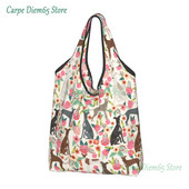 Επαναχρησιμοποιήσιμη Italian Greyhound Dog Floral Τσάντα αγορών Γυναικεία τσάντα tote Φορητή Sighthound Whippet Dog Grocery Shopper Τσάντες