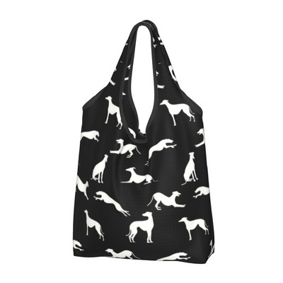 Επαναχρησιμοποιήσιμη Italian Greyhound Dog Floral Τσάντα αγορών Γυναικεία τσάντα tote Φορητή Sighthound Whippet Dog Grocery Shopper Τσάντες