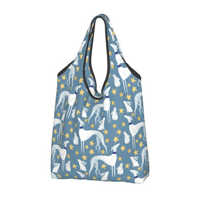 Επαναχρησιμοποιήσιμη Italian Greyhound Dog Floral Τσάντα αγορών Γυναικεία τσάντα tote Φορητή Sighthound Whippet Dog Grocery Shopper Τσάντες