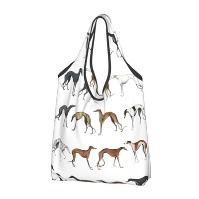 Επαναχρησιμοποιήσιμη Italian Greyhound Dog Floral Τσάντα αγορών Γυναικεία τσάντα tote Φορητή Sighthound Whippet Dog Grocery Shopper Τσάντες