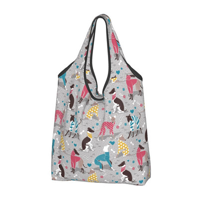 Επαναχρησιμοποιήσιμη Italian Greyhound Dog Floral Τσάντα αγορών Γυναικεία τσάντα tote Φορητή Sighthound Whippet Dog Grocery Shopper Τσάντες