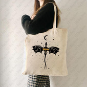 Basgiath War College Dragon Rider Pattern Tote Bag Audekla plecu somas ceļojumiem Ikdienas braucieniem Sieviešu atkārtoti lietojama iepirkumu soma
