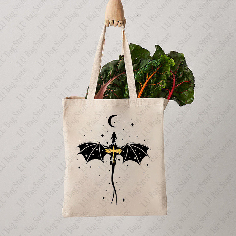 Basgiath War College Dragon Rider Pattern Tote Bag Audekla plecu somas ceļojumiem Ikdienas braucieniem Sieviešu atkārtoti lietojama iepirkumu soma