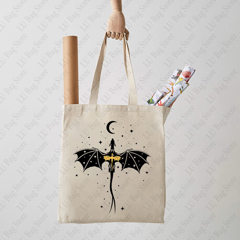 Basgiath War College Dragon Rider Pattern Tote Bag Audekla plecu somas ceļojumiem Ikdienas braucieniem Sieviešu atkārtoti lietojama iepirkumu soma