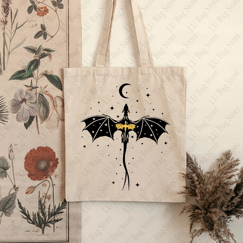 Basgiath War College Dragon Rider Pattern Tote Bag Audekla plecu somas ceļojumiem Ikdienas braucieniem Sieviešu atkārtoti lietojama iepirkumu soma